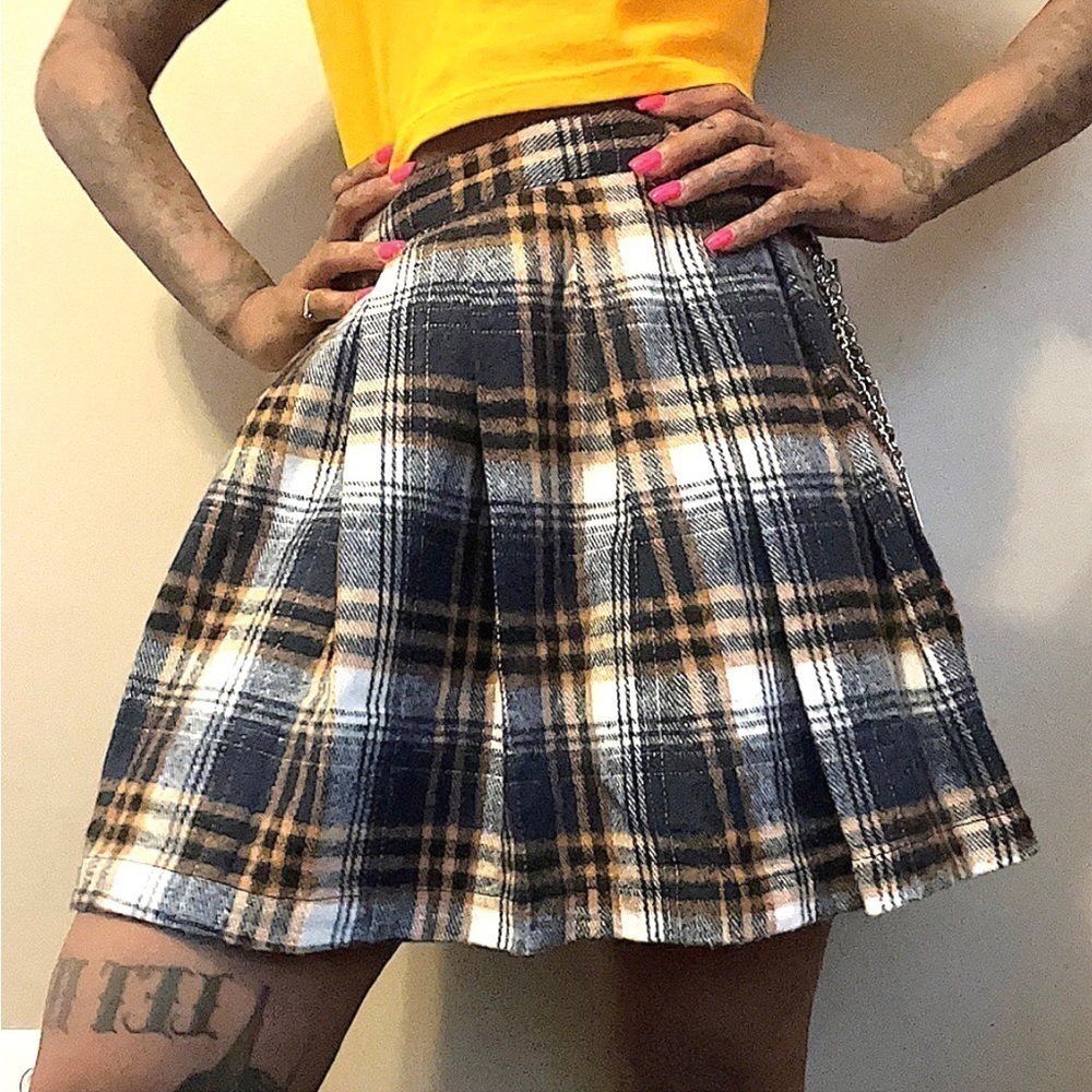 NWT,Angel Kiss, Navy Blue/Beige Sexy Fall/Winter Chained Skirt,Fabulous,Size L